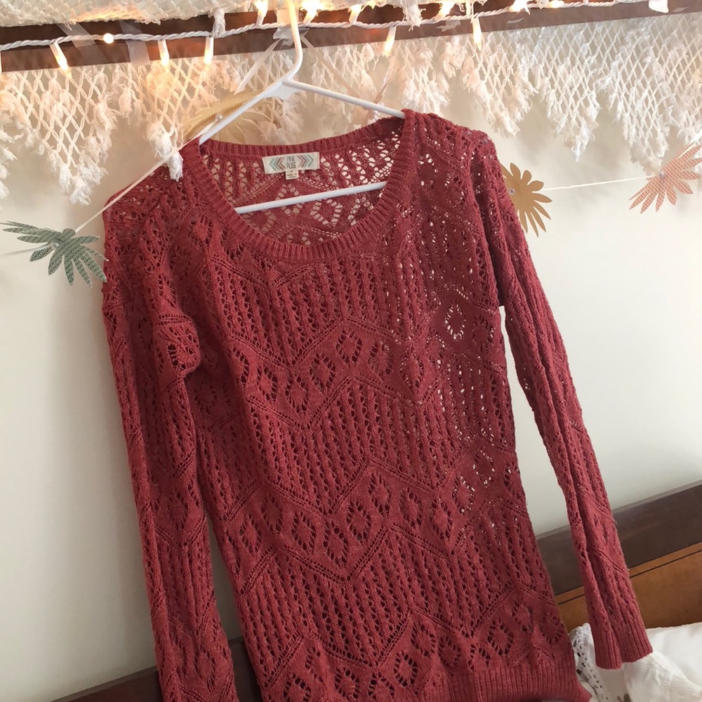 Pink Rose crochet sweater